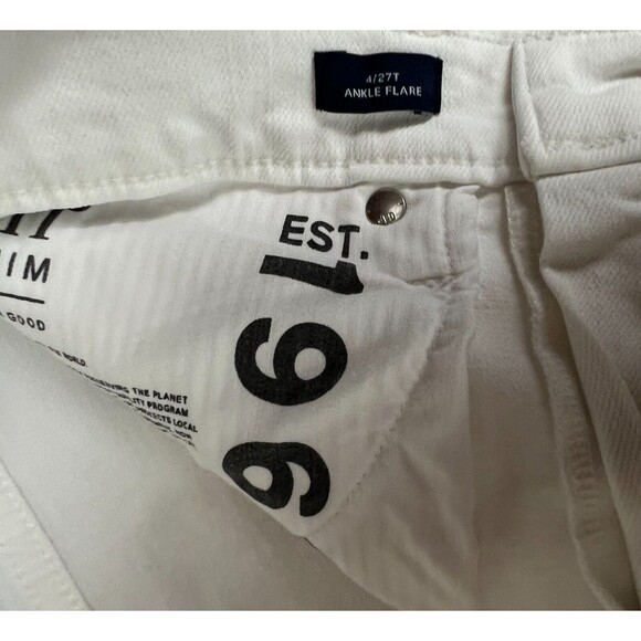 Gap Denim Ankle Flare Jeans Women's Size 4t White Distressed Denim High Waist - Picture 8 of 15